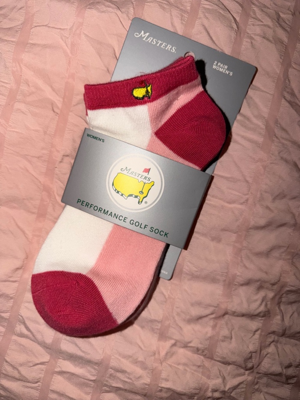 Masters Women's Athletic Golf Socks - Pink, Dark Pink & White